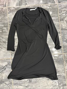 Mango black knee length 3/4 sleeve dress